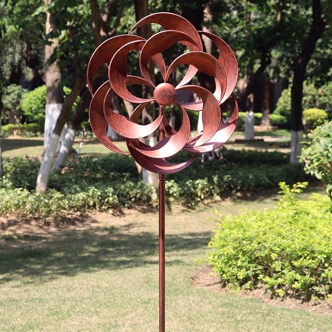 Metal Wind Spinner Willow Leaves for Patio Lawn Outdoor Yard Lawn Garden | 360 Degrees, Swivel Classical Design, 63x13 inches