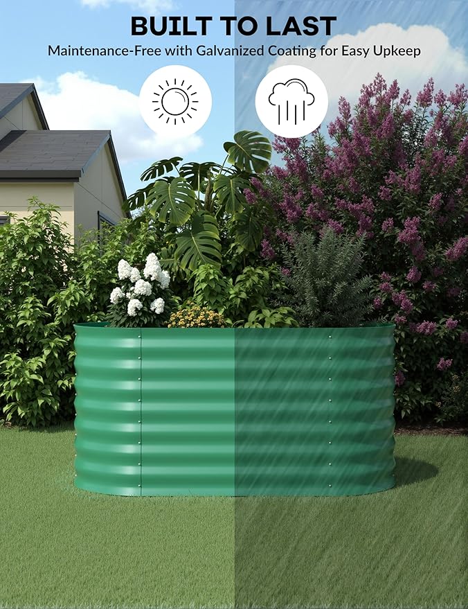 2Pcs 4x2x2ft Raised Garden Bed,Galvanized Raised Planter Boxes Outdoor with Easy Assembly, Large Garden Bed for Vegetables, Fruits, Flower,Raised Garden Bed,Green