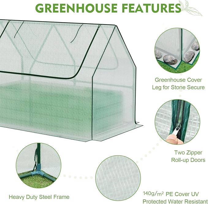 BPS Raised Garden Bed Set, 4x2x1 FT Metal Bottomless Flower Bed with PE Cover for Outdoor Planting, White