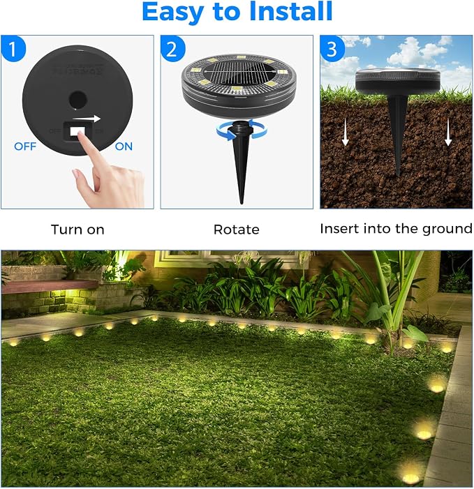 Peasur Mini Solar Ground Lights, 2 Pack Flat Solar Disc Lights Outdoor Waterproof, 2.3 Inch Small Solar Garden Lights Landscape Lighting for Outside Pathway Garden Yard Lawn Walkway,Warm White