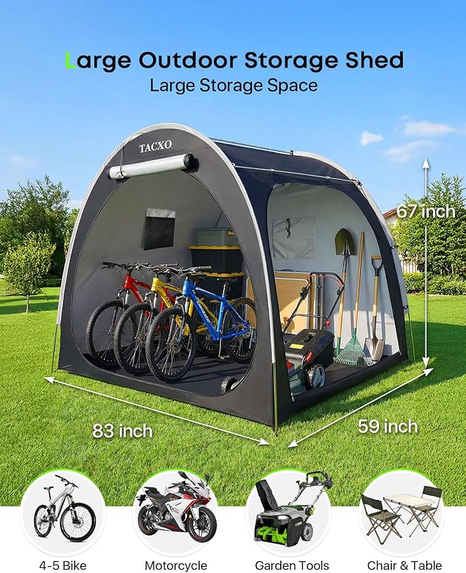 Bike Storage Shed Tent,Bike Cover Waterproof Outdoor Storage Shed with 210D Oxford Fabric PU4000 for 4-5Bikes,Portable Bicycle Shelter for Motorcycle,Garden Tools,Lawn Mower