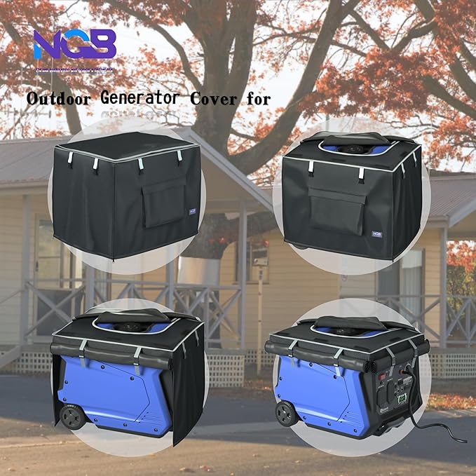NGB Generator Runing Cover 24.8L x 20.2Wx 20.8H for Universal Most Inverter Generators Made of 600D plus 210D Double Layer Heavy Duty Waterproof Fabric The Top Cover is Waterproof for Refueling.
