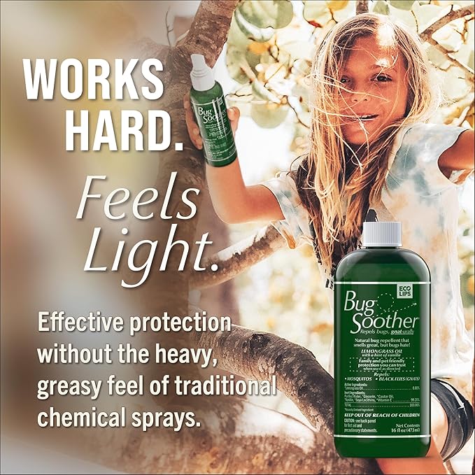 Bug Soother Natural Insect Repellent Spray – DEET-Free Mosquito & Bug Spray – Family-Safe, Plant-Based Protection | for Mosquitoes, Gnats & No-See-Ums - 16 oz. Refill Bottle
