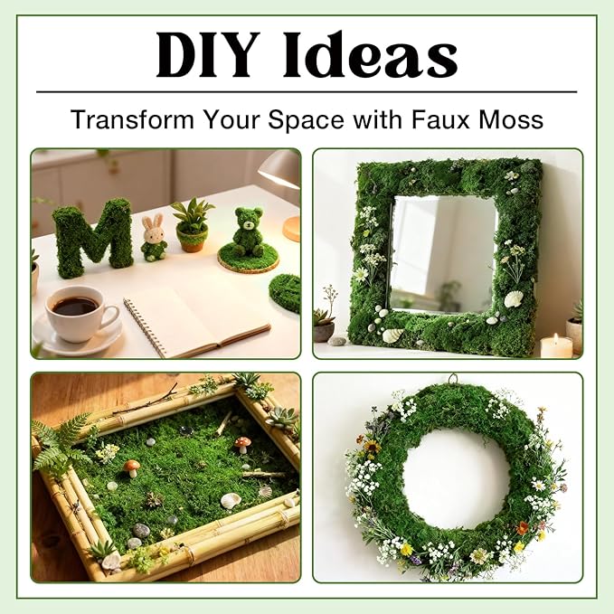 Halatool 1.1LB Fake Moss for Indoor Potted Plants, Dried Artificial Faux Green Moss for Crafts, Fairy Garden Terrarium Arts Micro-Landscape DIY Project Table Centerpieces Wedding Christmas Decor