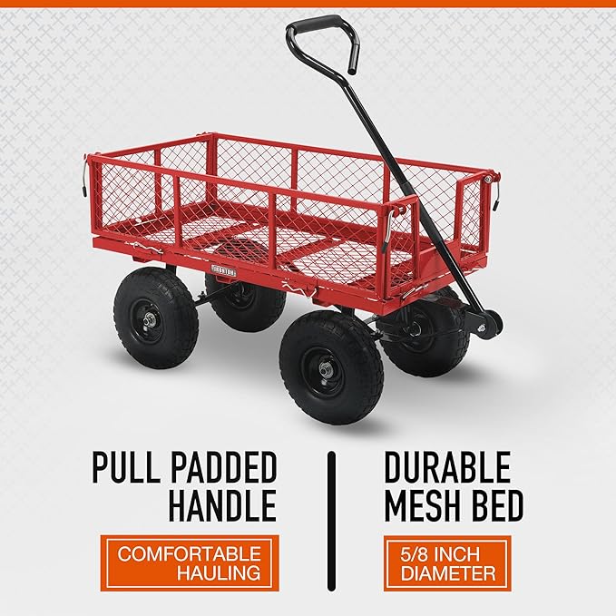 Ironton Steel Garden Cart - 400-Lb. Capacity, 38in.L x 18 1/2in.W x 21in.H
