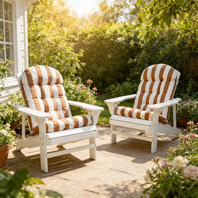Enipate Weather Resistant Adirondack Chair Cushions High Back Indoor Outdoor Patio Tufted Lounge Cushion Seat Pads