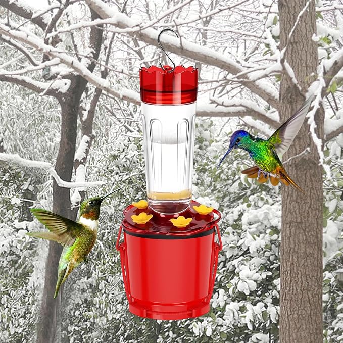 Hummingbird Feeder Heater Outdoors, Bird Feeder Hearth Warmer Attaches to Feeder Bottom, Hummingbird Nectar Warmer for Garden Patio Yard in Freezing Weather (Red)