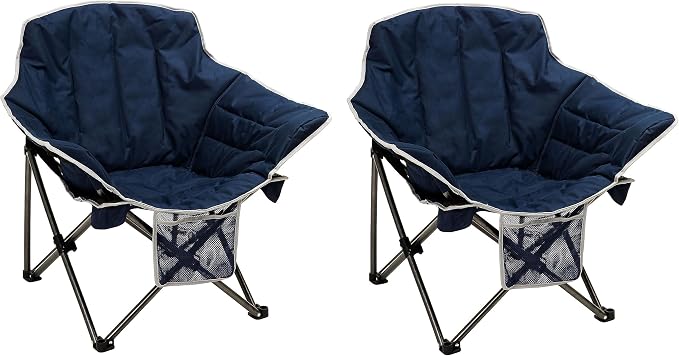 SUNNYFEEL Oversized Camping Chair, Folding Moon Saucer Chair, Padded Cushion, Heavy Duty for Adults 500 LBS, Portable Camp Lawn Chair with Storage for Lounge,Patio,Outdoor,Indoor,Porch