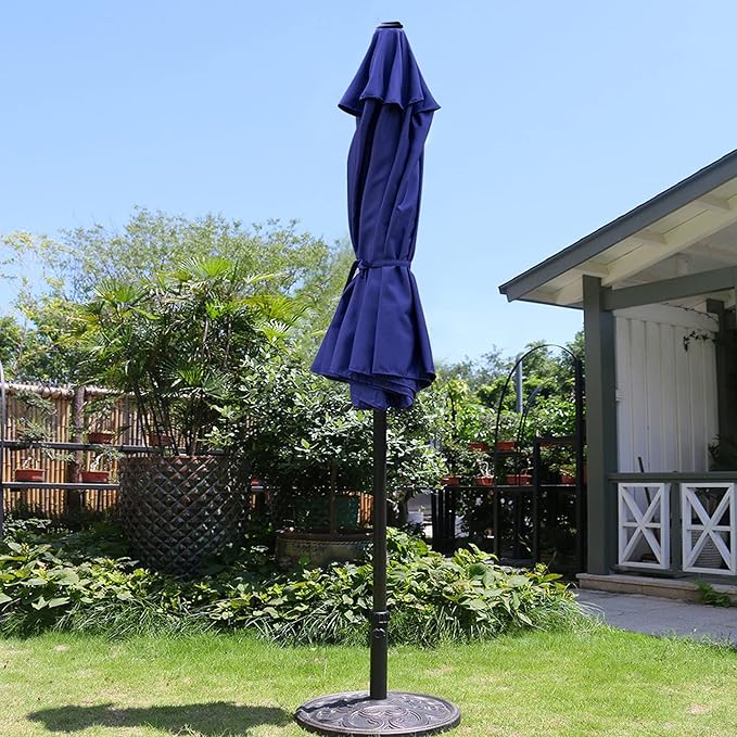 Sunnyglade 9' Patio Umbrella Outdoor Table Umbrella with 8 Sturdy Ribs (Navy Blue)
