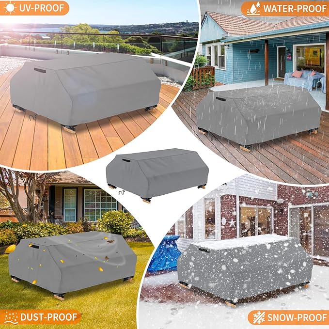 STARTWO Waterproof Picnic Table Cover Outdoor Patio Bench Covers for 6 ft Picnic Table Bench Set Windproof 70 / 72 Inch,Grey