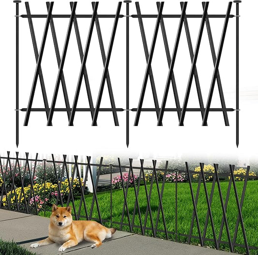 10 Panels Decorative Garden Fence 24in H x 20Ft L, Heavy Duty Rustproof Metal Animal Barrier No Dig Fencing Outdoor Dog Fence Flower Bed Border, Lawn Edging for Pet, Yard& Patio, Landscape