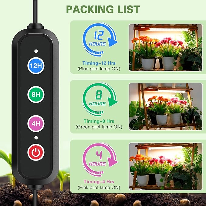 40W Ultra-Thin Panel Full Spectrum Grow Lights, 576 LEDs Plant Grow Light for Indoor Plants with Daisy Chain Function, Grow Lights for Seed Starting with 4/8/12/16/20H Auto On/Off Timer (3pcs)