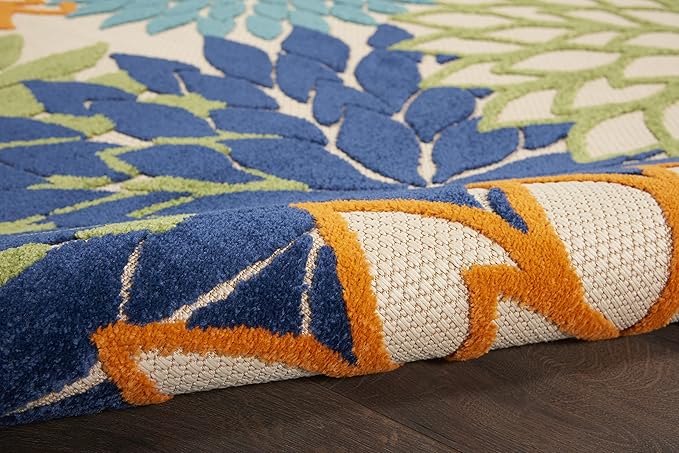 Nourison Home Aloha Indoor/Outdoor Multicolor 3'6" x 5'6" Area-Rug, Tropical, Botanical, Easy-Cleaning, Non Shedding, Bed Room, Living Room, Dining Room, Deck, Backyard, Patio (3x5)