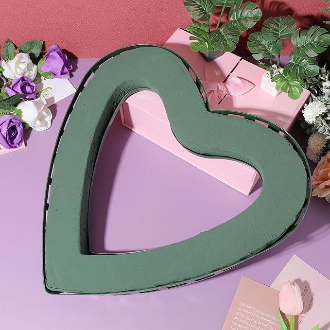 SHINEOFI Heart-Shaped Flower Foam Flower Arrangement Holder with Suction Cup Floral Foam Block for Fresh Floral Arrangement Stand for Wedding Car Decoration 15.74 Inch