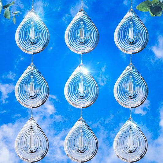 Highly Reflective 3D Bird Scare Discs -Water Droplets Wind Spinners Outdoor Deterrents to Keep Birds Away, Sparkly Bird Reflectors for Garden, Patio & House Protection Against Woodpeckers, Pigeons