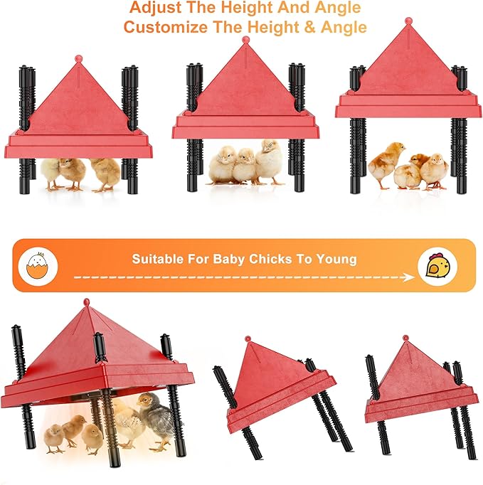 ZenxyHoC Brooder Plate for Chicks with Anti-Roost Cone, Chick Brooder Heater Red 12" x 12" with Constant Temperature