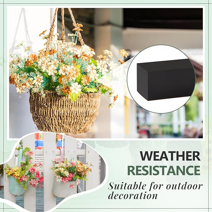 Lallisa 20 Pcs Reusable Floral Foam Blocks Water Weather Resistant Dry Floral Foam for Artificial Flower Arrangements Outdoor Flower Boxes Hanging Planters Wedding Home Decor (9 x 3 x 3",Black)