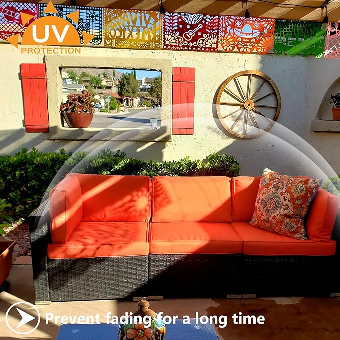 FLYMEI Patio Cushion Covers 24x24x4 Waterproof Outdoor Cushion Cover Replacement 2Packs Outdoor Seat Cushion Slipcover for Rattan Chair Sofa, Orange