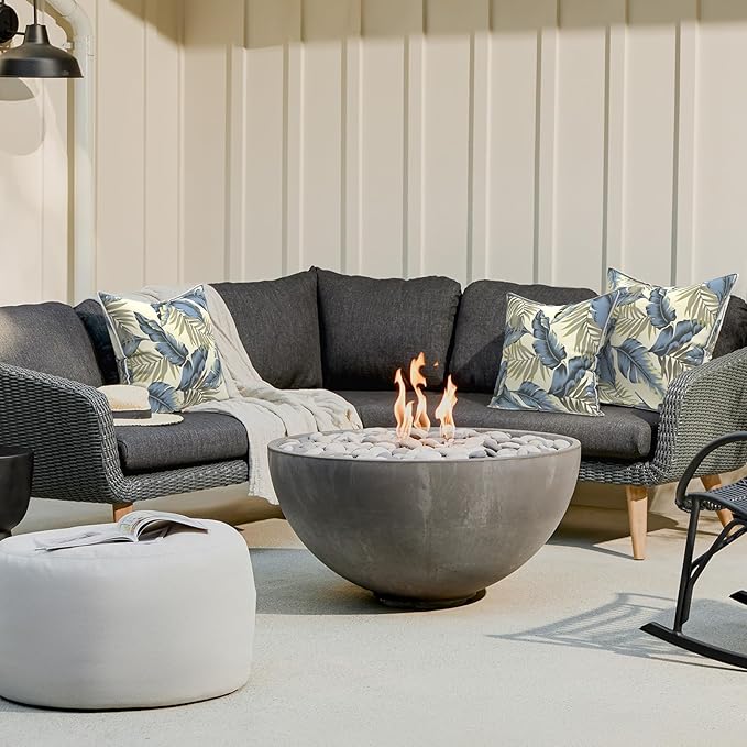 LVTXIII Set of 2 Patio Throw Pillows Waterproof 20"x20" Fade Resistant Outdoor Throw Pillows with Inserts, Fluffy Decorative Garden Toss Pillow Cushions for Home Patio Coach Sofa Use, ‌Lush Palm Blue
