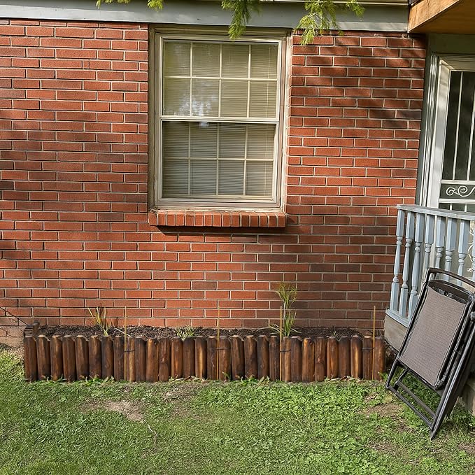 Wood Garden Edging, Wooden Fence Border Decorative Small Picket Panels for Flower Bed Barriers and Landscape Fencing (5.9" H x 47" L, 6 Pack)