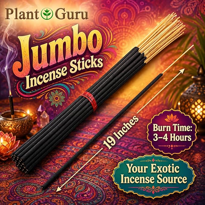 Egyptian Musk Exotic Incense Sticks Jumbo 19 Inch Long - Bulk 1 Bundle 27 to 30 Sticks - Natural 19" Extra Large with A Smooth Aroma That Burns for 3 to 4 Hours Each.