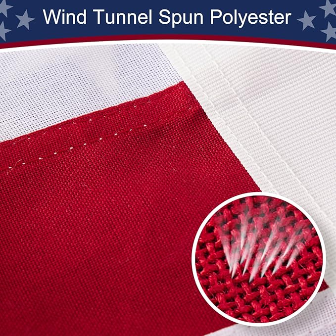 American Flag 10x15 ft Heavy Duty TearProof Series, All Weather High Wind US Flag, Premium Spun Polyester with Embroidered Stars, Sewn Stripes, Brass Grommets for Outdoor Use