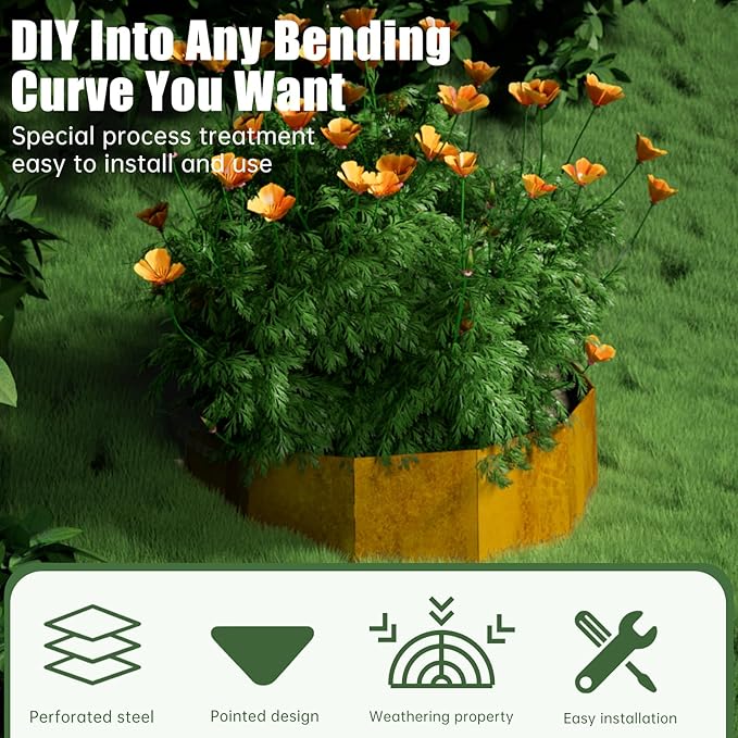 Decoroca Corten Steel Hillside Planter - Innovative & Durable Terrace-Style Planters for Slope Gardening - Prevent Soil Erosion, Beautify Hillsides & Landscapes - 40" W x 18" H/Set of 3