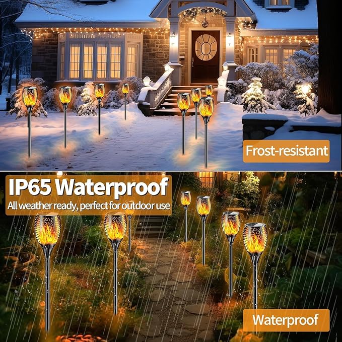 YoungPower Large Solar Torch Lights Flickering Flame, Fire Effect Garden Light Outdoor Waterproof Pathway Landscape Decoration for Patio Balcony Pool, 4 Pack
