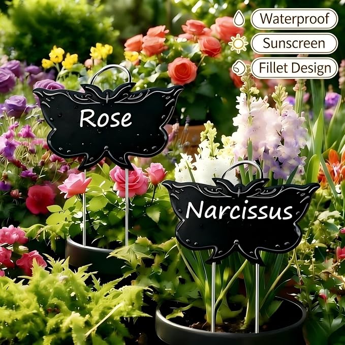 Metal Plant Labels 30 Pack 11in Tall Black Outdoor Waterproof Garden Label Large Garden Seed Stake Tags for Flowers Fruits and Vegetables