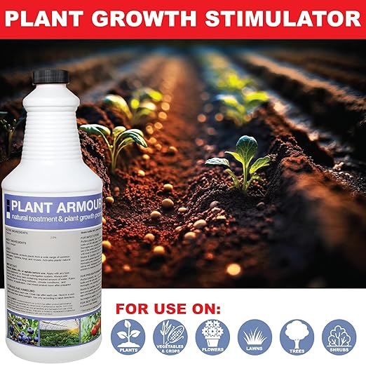 GGO Plant Armour – Natural Plant Disease Control & Growth Promoter with Chitosan – Concentrated Solution for Lawns, Potted Plants, Fruits, and Vegetables – Easy-to-Use, Non-GMO, Made in USA