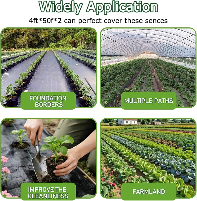 Garden Weed Barrier Landscape Fabric,4FTx100FT Weed Block Fabric Heavy Duty 3.2OZ,Woven Mulch for Landscaping Ground Cover Weed Control Fabric, Black Garden Bed Liner