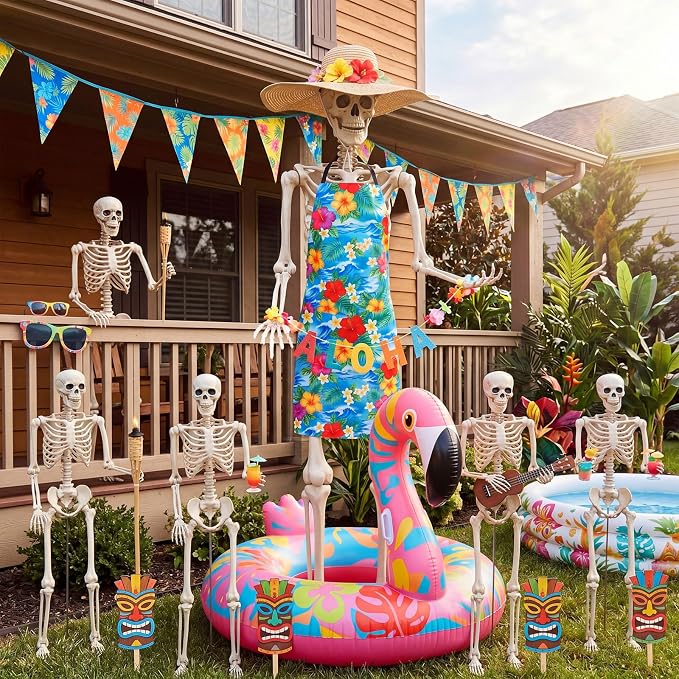 Mepase 12ft Skeleton Costume Accessories Set Oversize Hat and Apron Prop Giant Outdoor Indoor Yard Garden Lawn Decoration