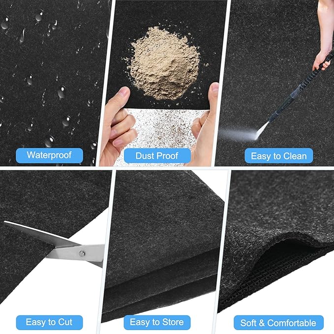 M METERXITY 3 mm Thickened Outdoor Storage Shed Mat, 3x6 ft Waterproof Shed Flooring Mat for Patio Furniture Floor Protecting from Wear/Liquid/Dust/Oil, Non-Slip Felt Rubber Rug Pad [Grey]