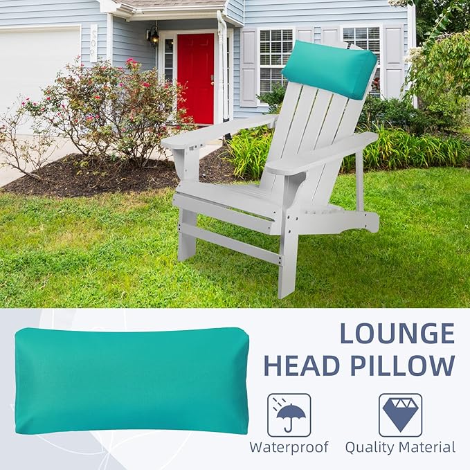 Chaise Lounge Head Pillow, 2 Pack Outdoor Patio Pillows with Adjustable Strap, Lounge Head Resting Pillow for Recliner Beach Pool Lounger Office Chair(Turquoise,Water Resistant)
