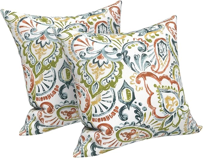 LVTXIII Outdoor Pillow Covers 20x20 Inch, 2 Pack Large Square Throw Pillow Cases, Fade-Resistant Cushion Covers for Patio Furniture Sofa, Garden Porch, Paisley Botanical