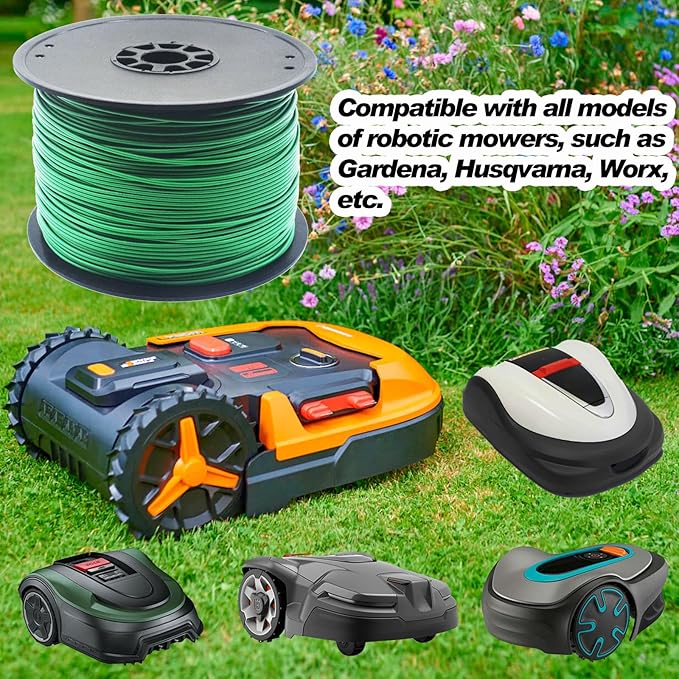 Universal 1500FT Robotic Mower Boundary Wire Automatic Lawnmower Perimeter Wire and 200PCS 3.3" Plastic Boundary Wire Stakes