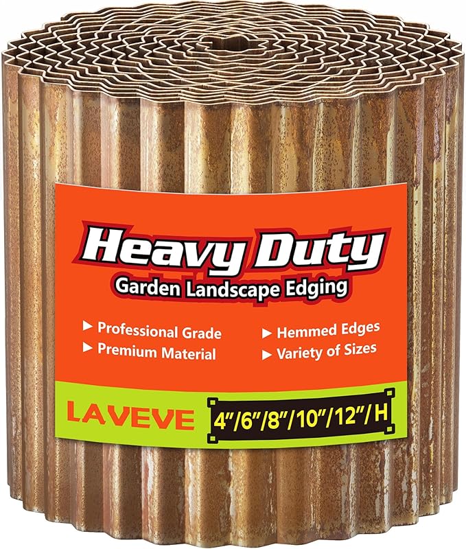 LAVEVE Corrugated Metal Garden Edging 6" x 20ft, Landscape Edging Border for Lawn, Flower Bed, Garden Fence, Paver Edging (Real Rusted)