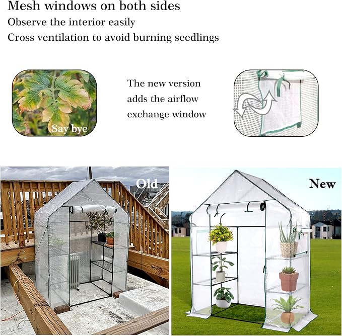 Mini Greenhouse,Greenhouses for Outdoors,Portable Walk in Green House for Garden Plants that Need Frost Protection and Away from Animals(56"x30"x76")-White