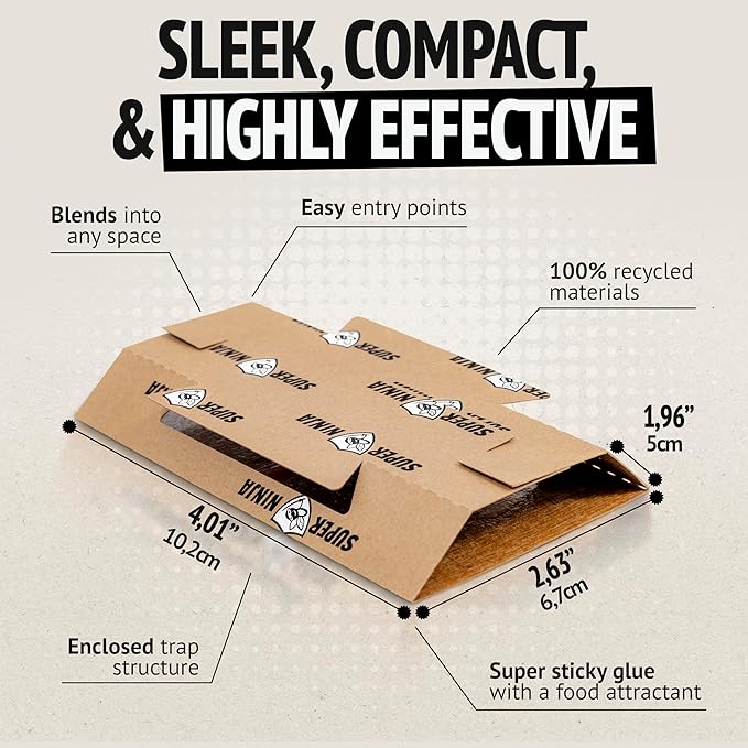 Super Ninja Roach Traps Indoor – 24 Pack, Roach Killer Indoor Infestation Control, Safe & Toxin-Free Cockroach Trap with Food Attractant, Nature-Friendly Pest Solution for Home, Garage & Shed
