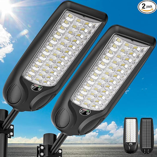 MMKT Solar Lights Outdoor, 12000W 3 Color Solar Street Light, Commercial Solar Parking Lot Light Waterproof, Dusk to Dawn Security Flood Lights with Motion Sensor for Yard,Garden,Driveway