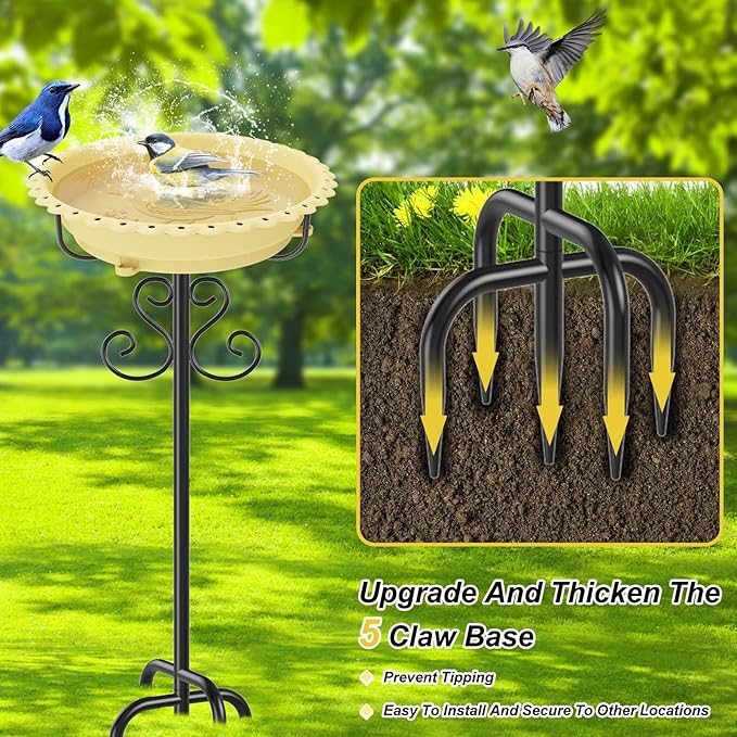 Bird Bath for Outside,Outdoor 12" Birdbath Detachable Water Bowl,Vintage Freestanding Bird Baths Bird Feeder for Outdoors Garden Patio Yard Lawn Decor (Beige)