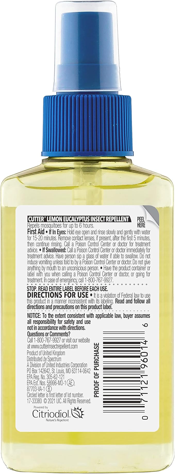 Cutter Lemon Eucalyptus Insect Repellent 4 Ounces, DEET-Free Pump Spray, 6 Pack