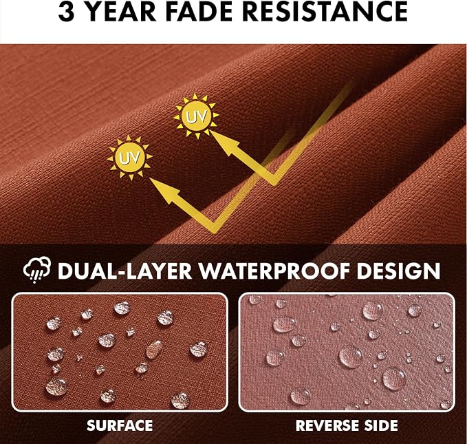 MIULEE Burnt Orange Outdoor Bench Cushion 59x18x3 Inch Waterproof 3-Year Color Fastness Patio Furniture Cushions for Porch Swing, Garden Bench Sofa Couch with Adjustable Ties No Slip Design