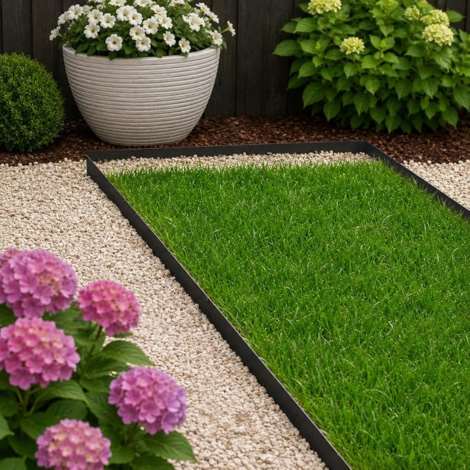 10-Pack Galvanized Steel Landscape Lawn Edging - 4.5 inch Height Black Powder Coated Bendable Metal Strips - Hammer-in Edge Border - Yard Pathway Divider 40 inch Each(33Ft Total), #LYLB45BK-US