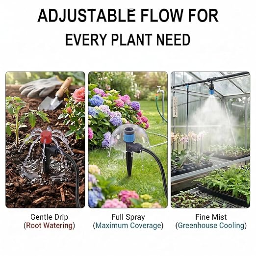 Drip Irrigation Kit – 230FT Automatic Garden Watering System with Quick-Connect 1/4" & 1/2" Fast-Lock Tubing, Adjustable Nozzles & Sprinklers for Greenhouse, Lawn, Potted Plants