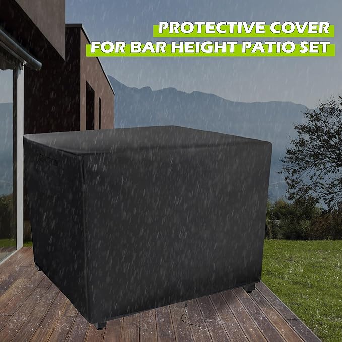 Bar Height Patio Set Square Cover 65in for 5-Piece Outdoor Bar and Chairs Set, Outdoor Bistro Set Cover for 4 Person Patio High Top Dining Set/Outdoor High Stool Bistro Set/High Top Patio Set