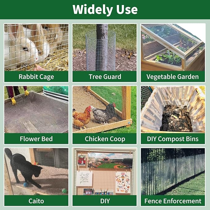 Amagabeli Ture 19 Gauge Hardware Cloth Chicken Wire 1/2 inch 16in x 6ft Double Galvanized Extra Thick Heavy Duty Welded Wire for Chicken Coop Animal Cage Garden Fence Pet Enclosure Window Vent