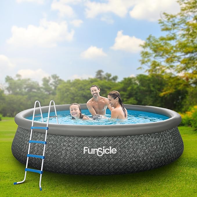 Funsicle 52 Inch SureStep 3 Stair Lightweight Steel Outdoor Above Ground Swimming Pool Ladder with Non Slip Feet for Outdoor Use, Blue/White