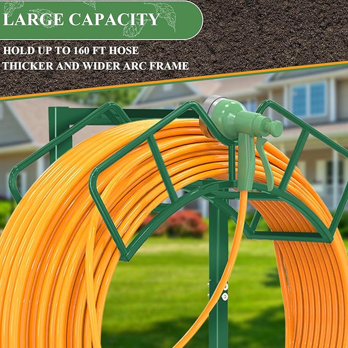 Qatsrin Super Stable Garden Hose Holder, Detachable Water Hose Holders Hose Storage Hold 160-Feet Hose, Water Hose Holder for Outside, Yard, Lawn, Farm (Green)