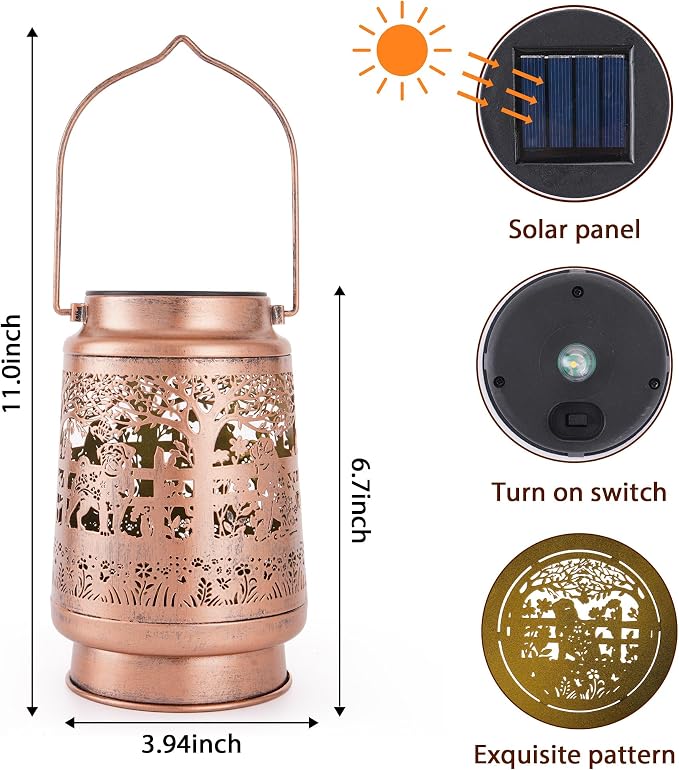 Pug Solar Lanterns Outdoor Waterproof, Gifts for Pug Lovers Women Men Hanging Solar Lights for Outside, Decorative Lights for Garden Patio Porch Yard Decor